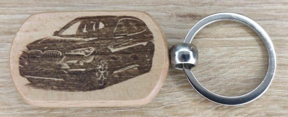 Wooden Personalised Key ring, engraved on both sides