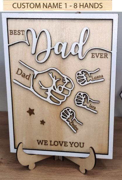 Fathers day Dad and Kids Hands Fist Bump Personalized Sign