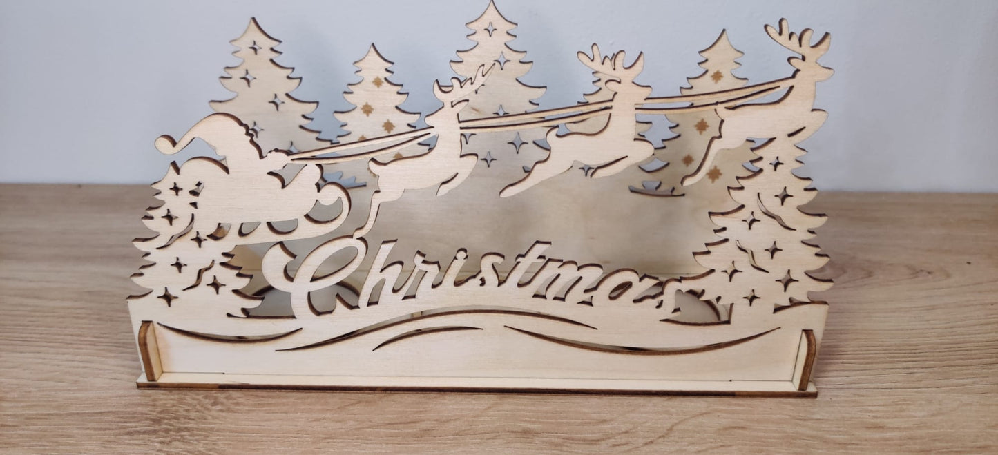 Wooden Christmas Scene Candle Holder