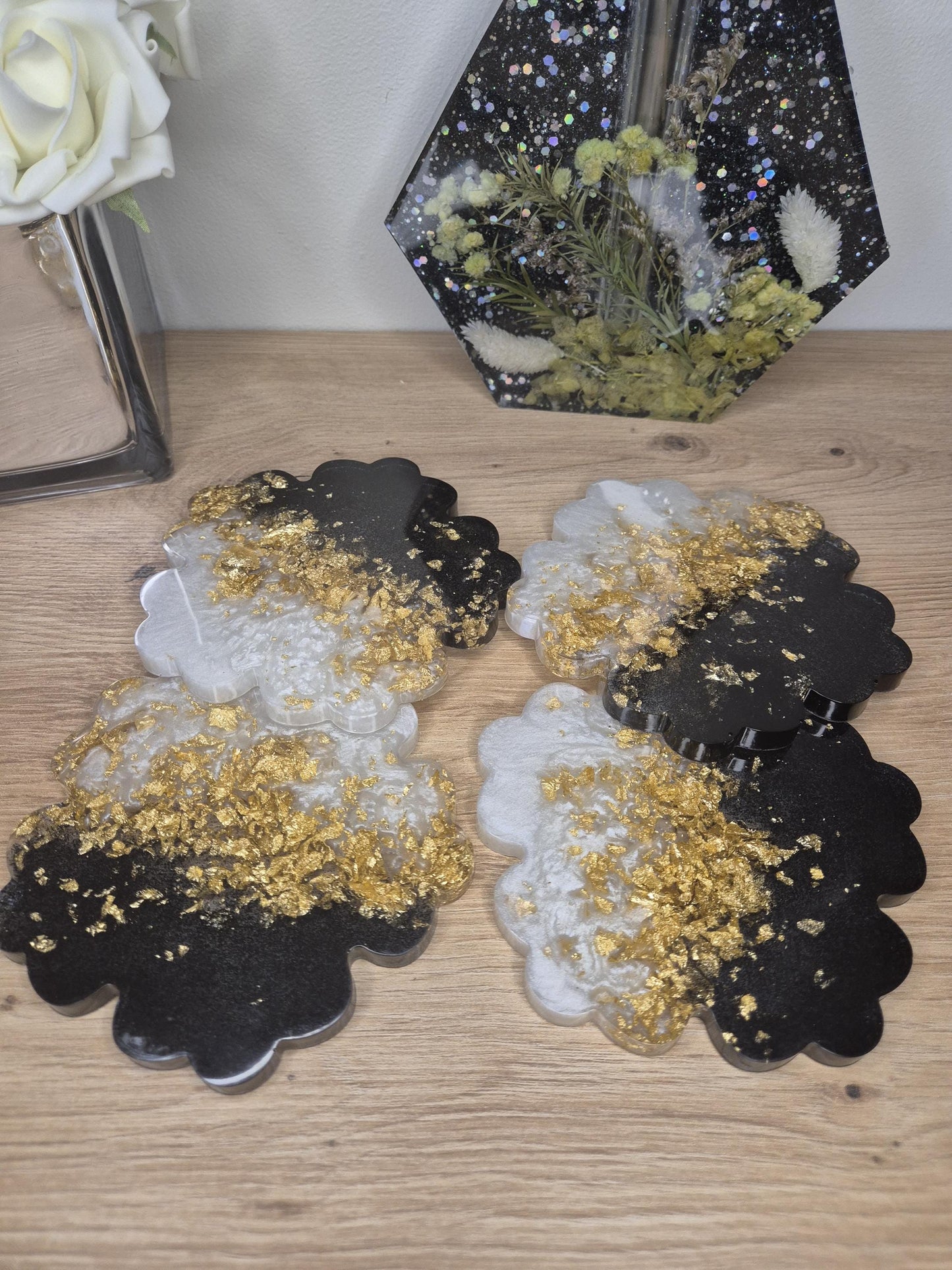 Handmade Set of 4 handmade resin coasters