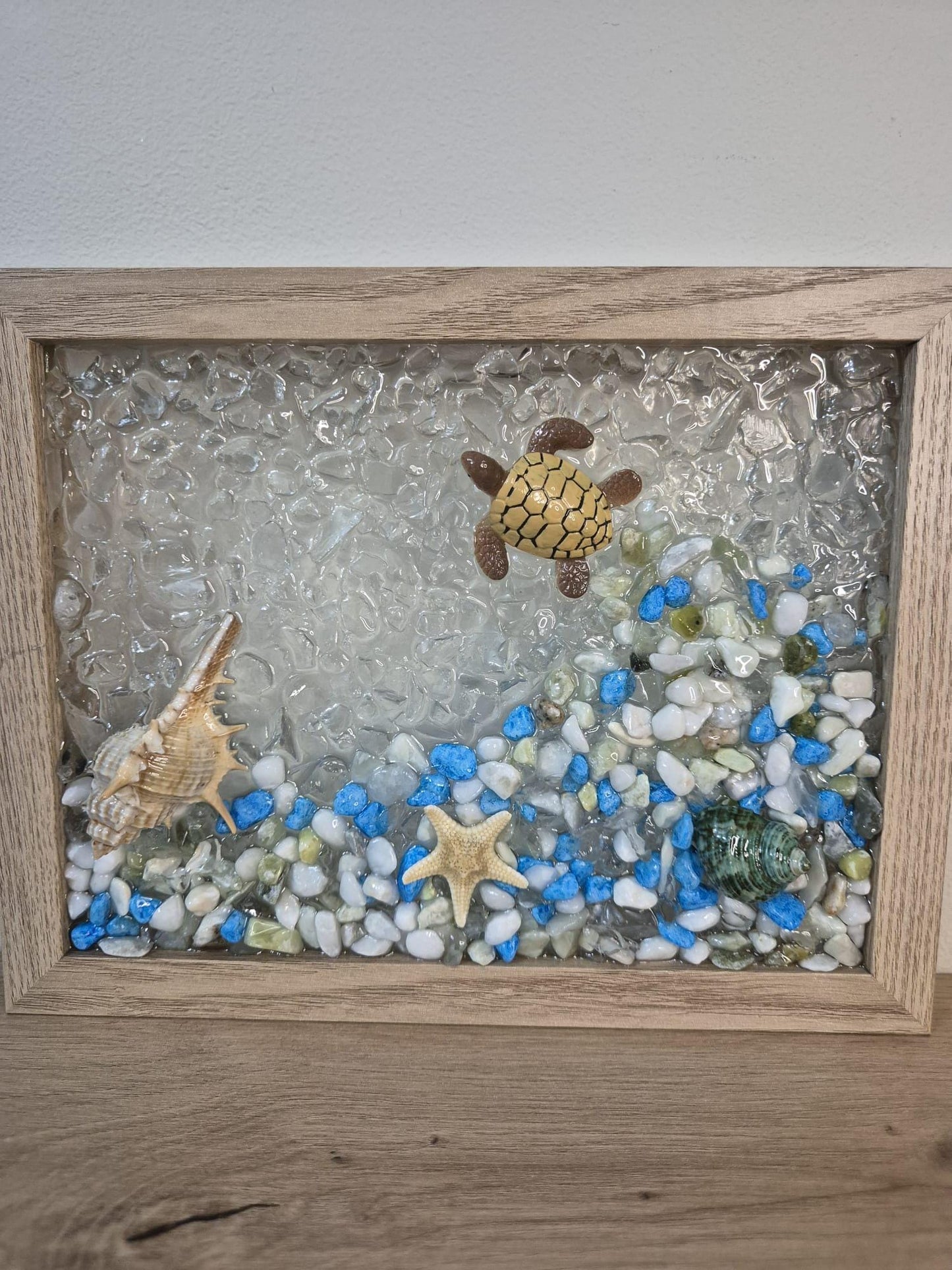 Handmade resin frame sea turtle