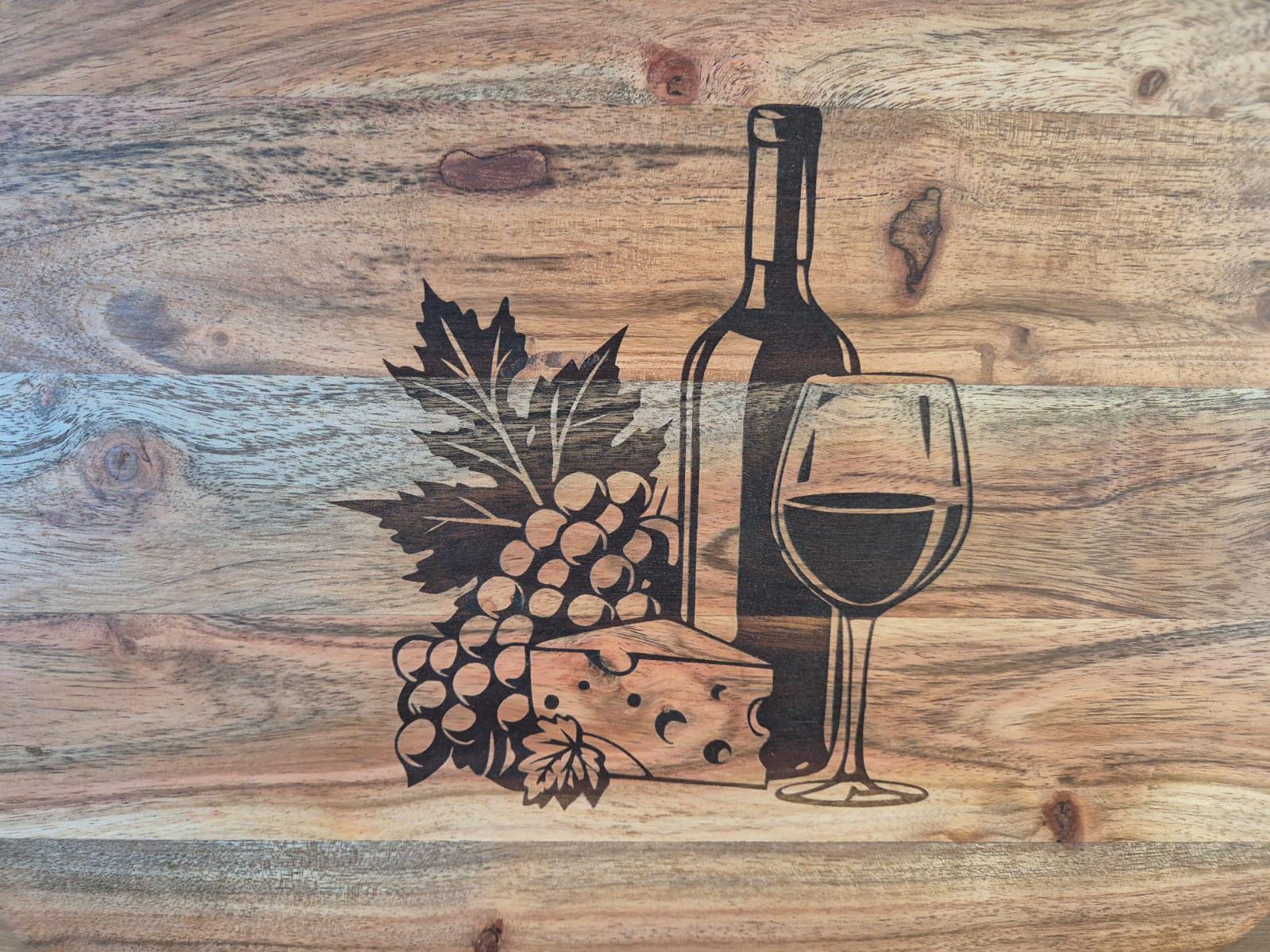 Wooden Cheese & Wine Chopping Board Engraved