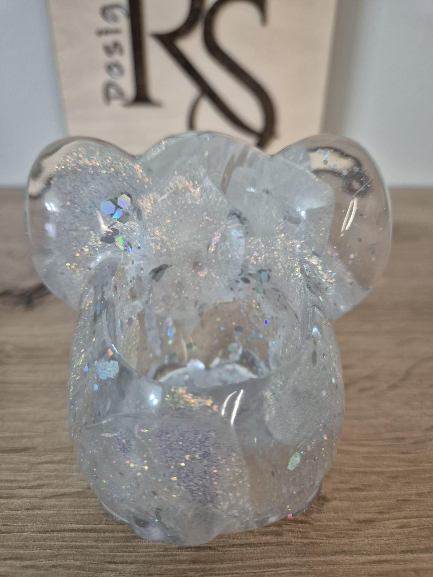 Handmade resin elephant makeup brush/blender holder