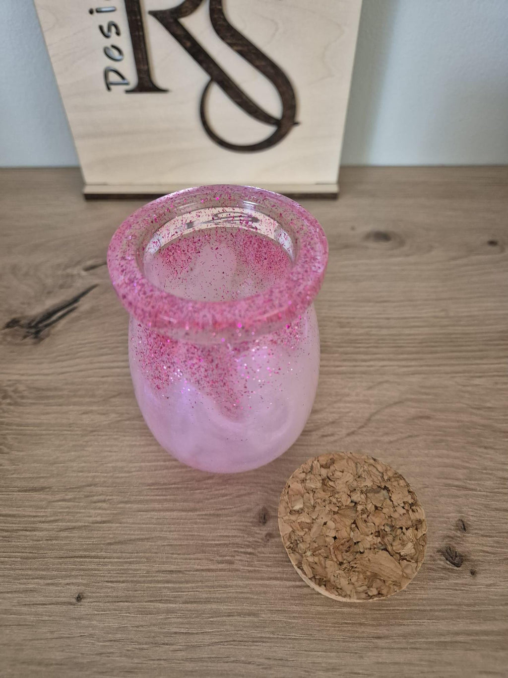Handmade Resin jar with cork lid