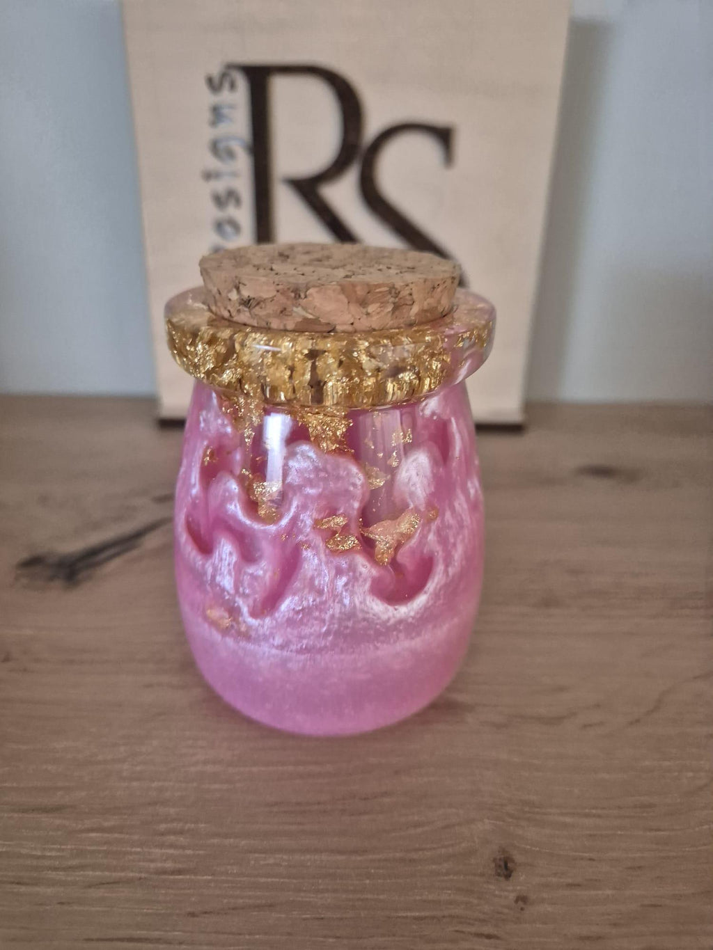 Handmade Resin jar with cork lid