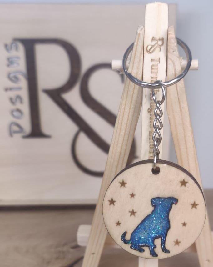 Wood resin keyring