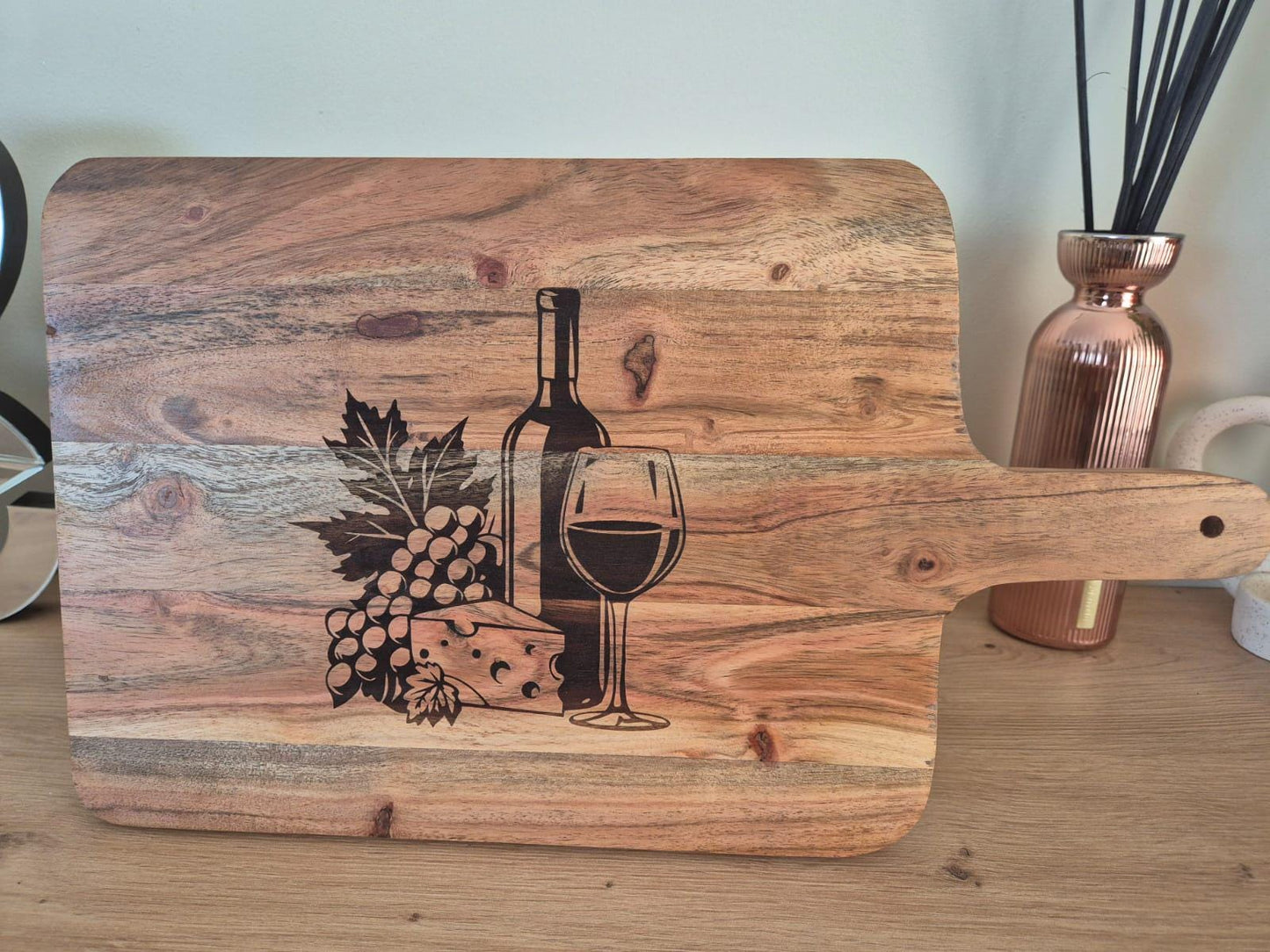 Handmade Wooden Cheese & Wine Chopping Board Engraved