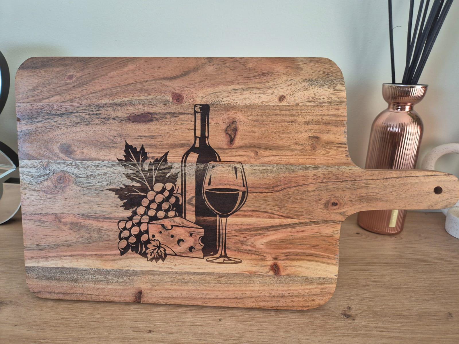 Wooden Cheese & Wine Chopping Board Engraved