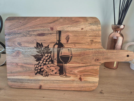 Handmade Wooden Cheese & Wine Chopping Board Engraved