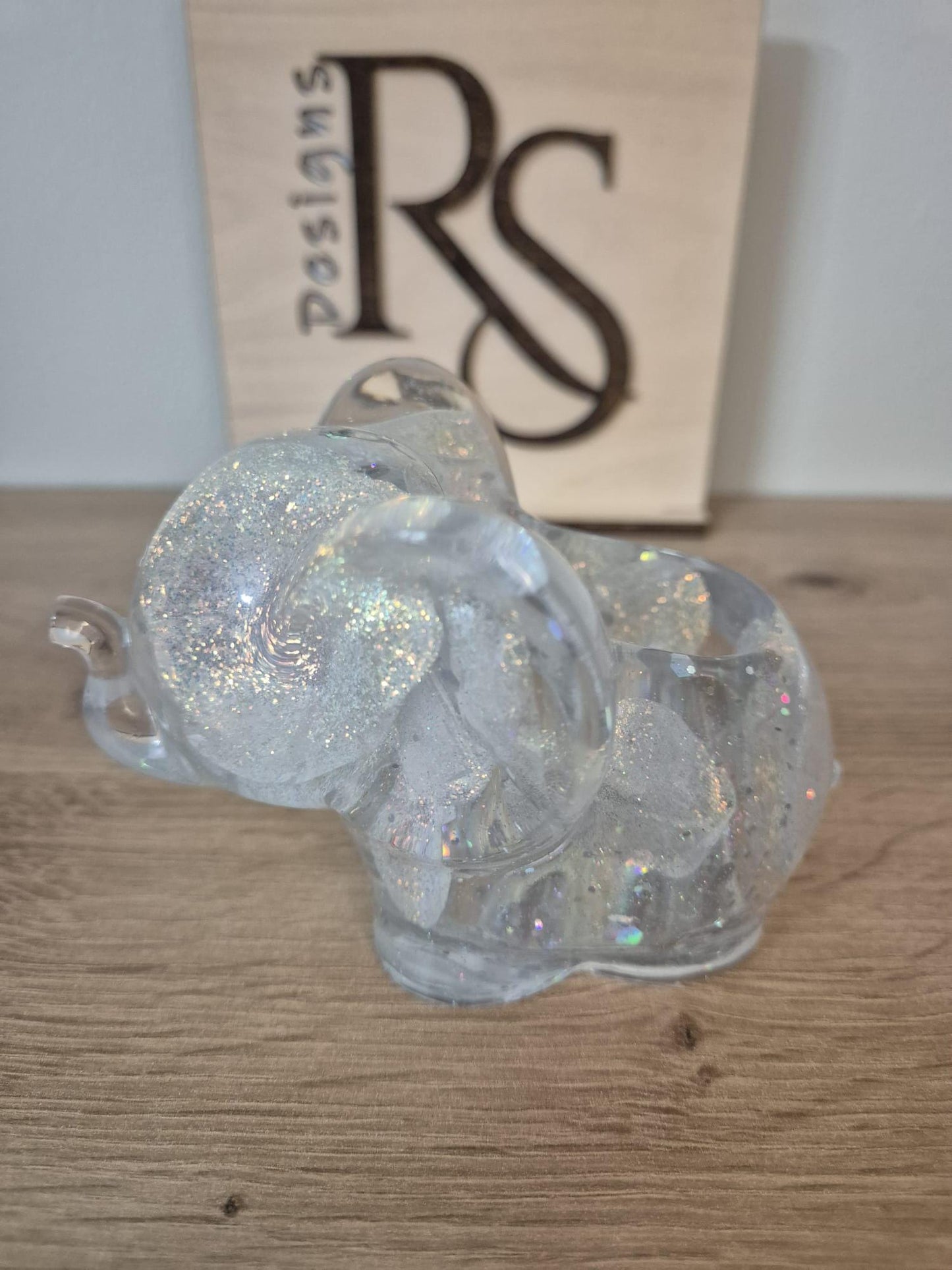 Handmade resin elephant makeup brush/blender holder