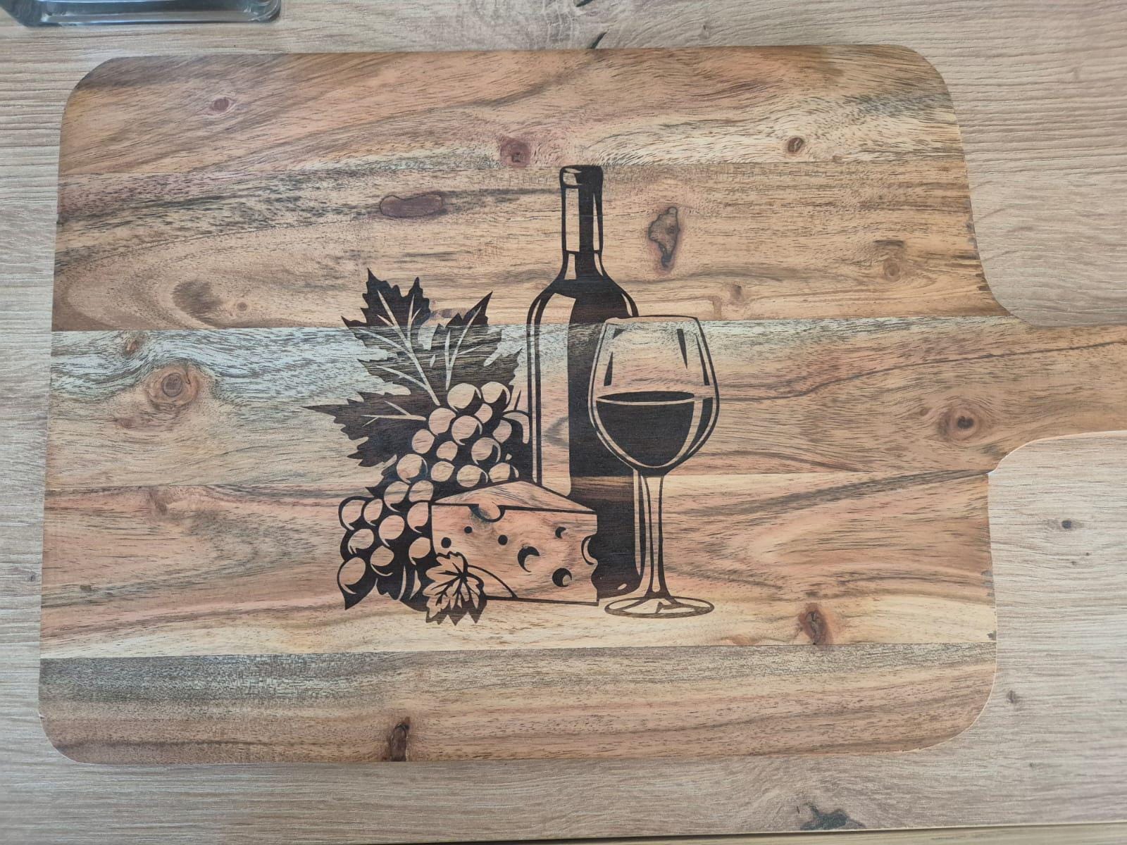Wooden Cheese & Wine Chopping Board Engraved