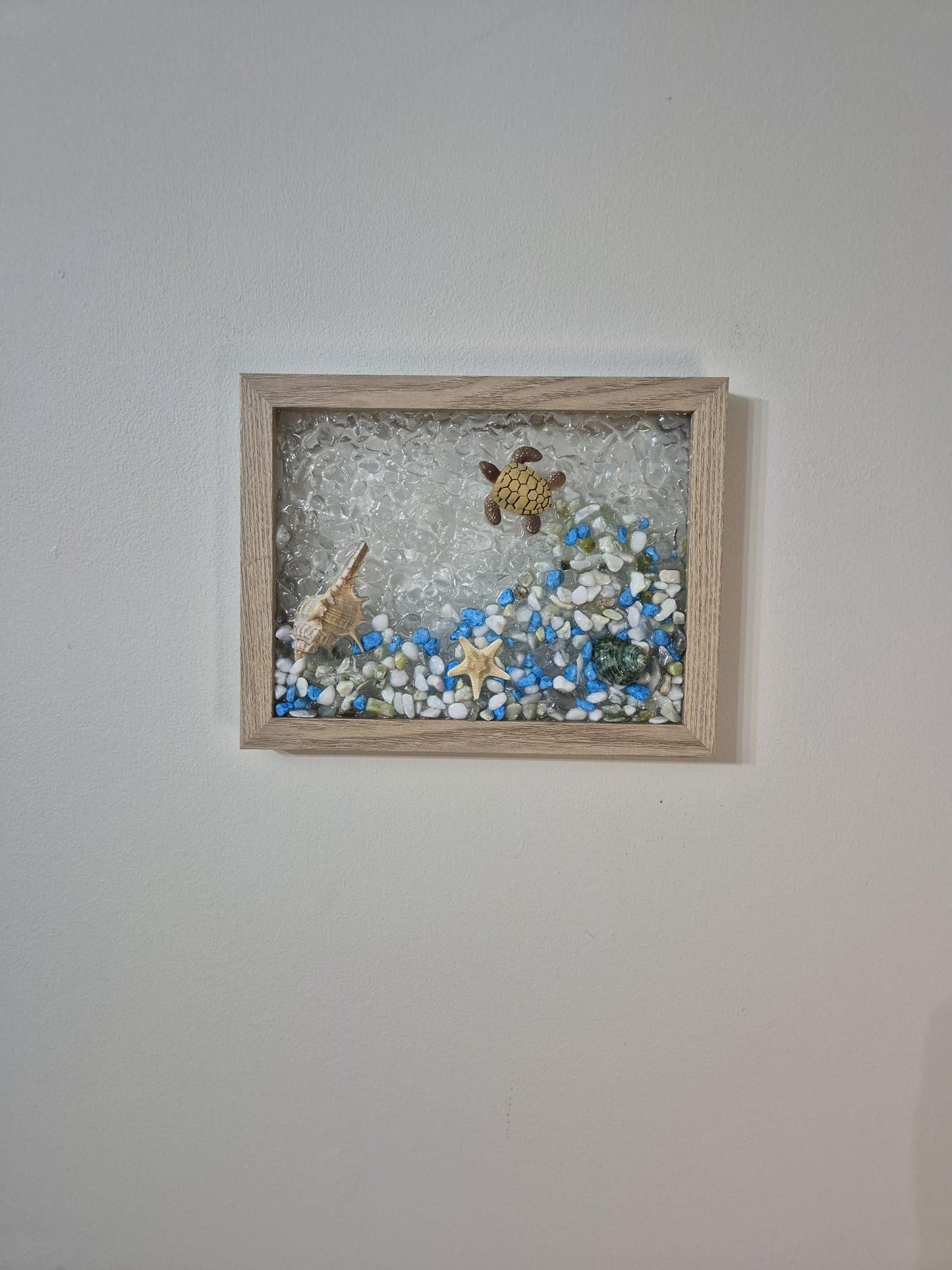 Handmade resin frame sea turtle