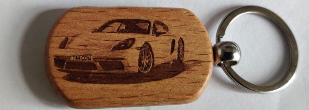 Wooden Personalised Key ring,  engraved on both sides