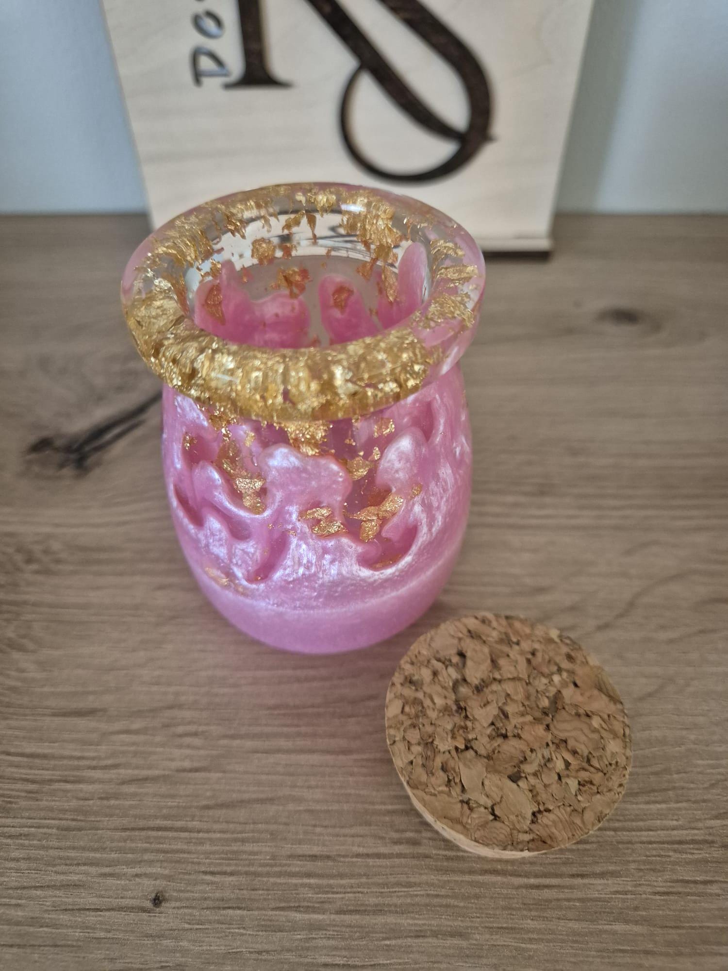 Handmade Resin jar with cork lid