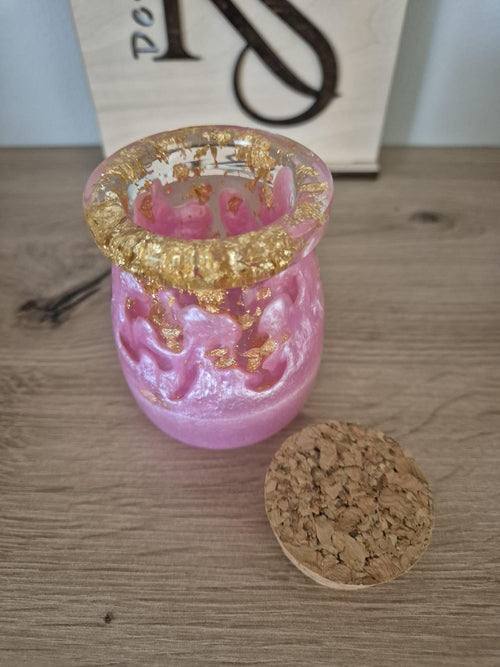 Handmade Resin jar with cork lid