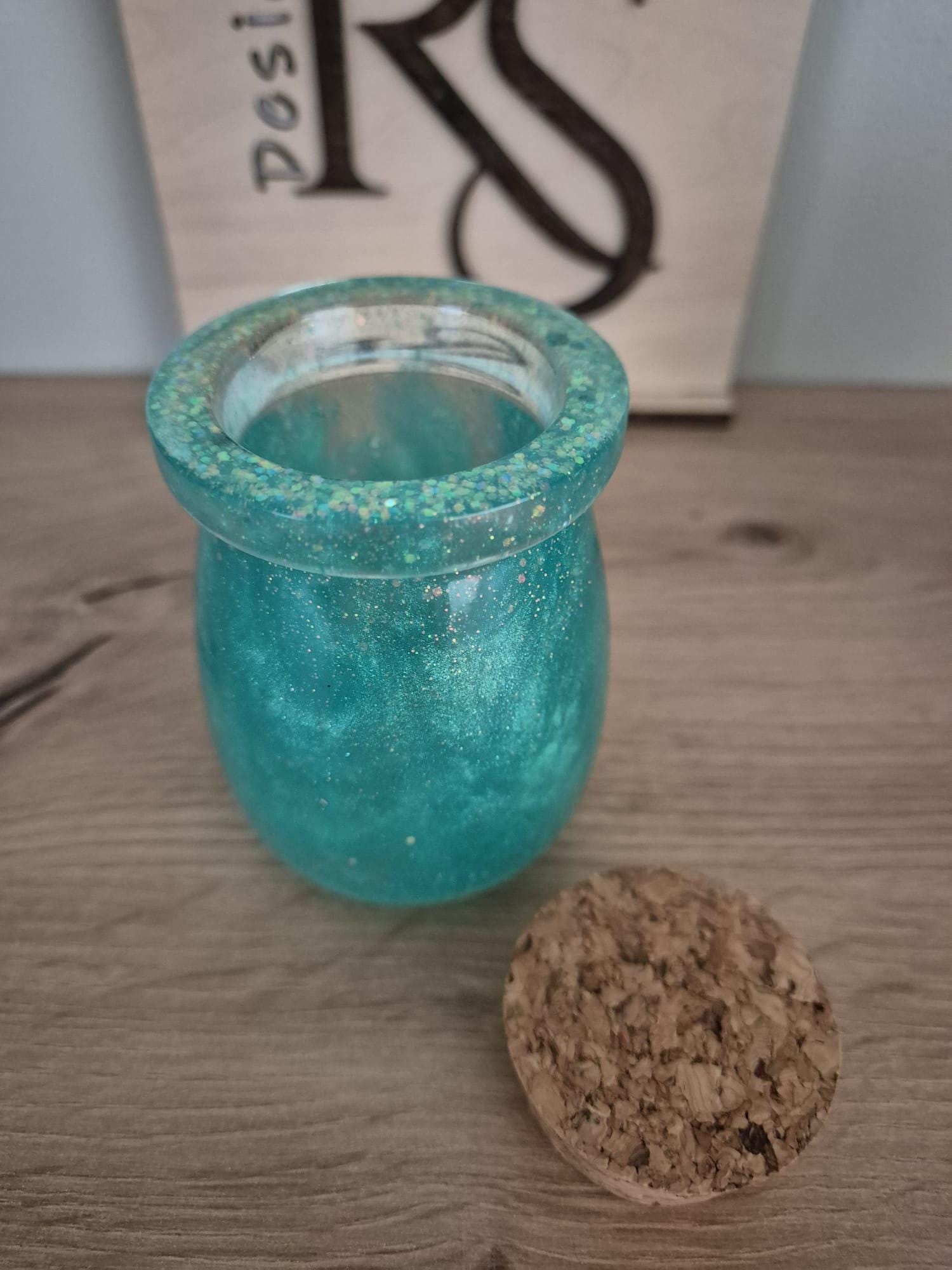 Handmade Resin jar with cork lid