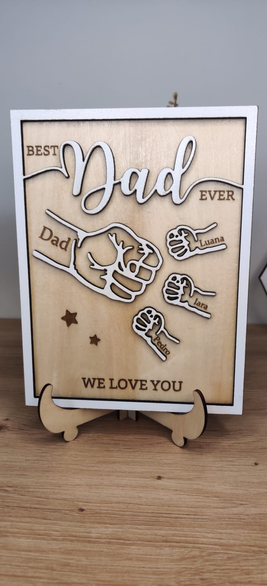 Fathers day Dad and Kids Hands Fist Bump Personalized Sign