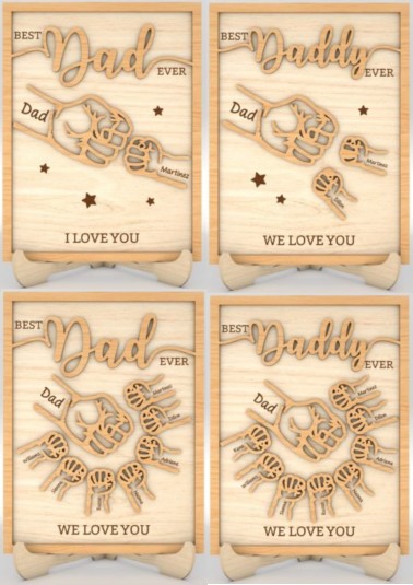 Fathers day Dad and Kids Hands Fist Bump Personalized Sign