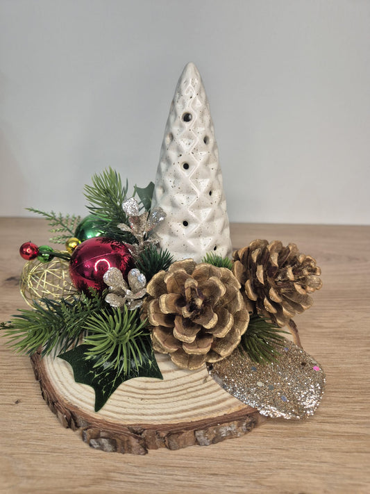 Handmade Christmas centrepiece decorations