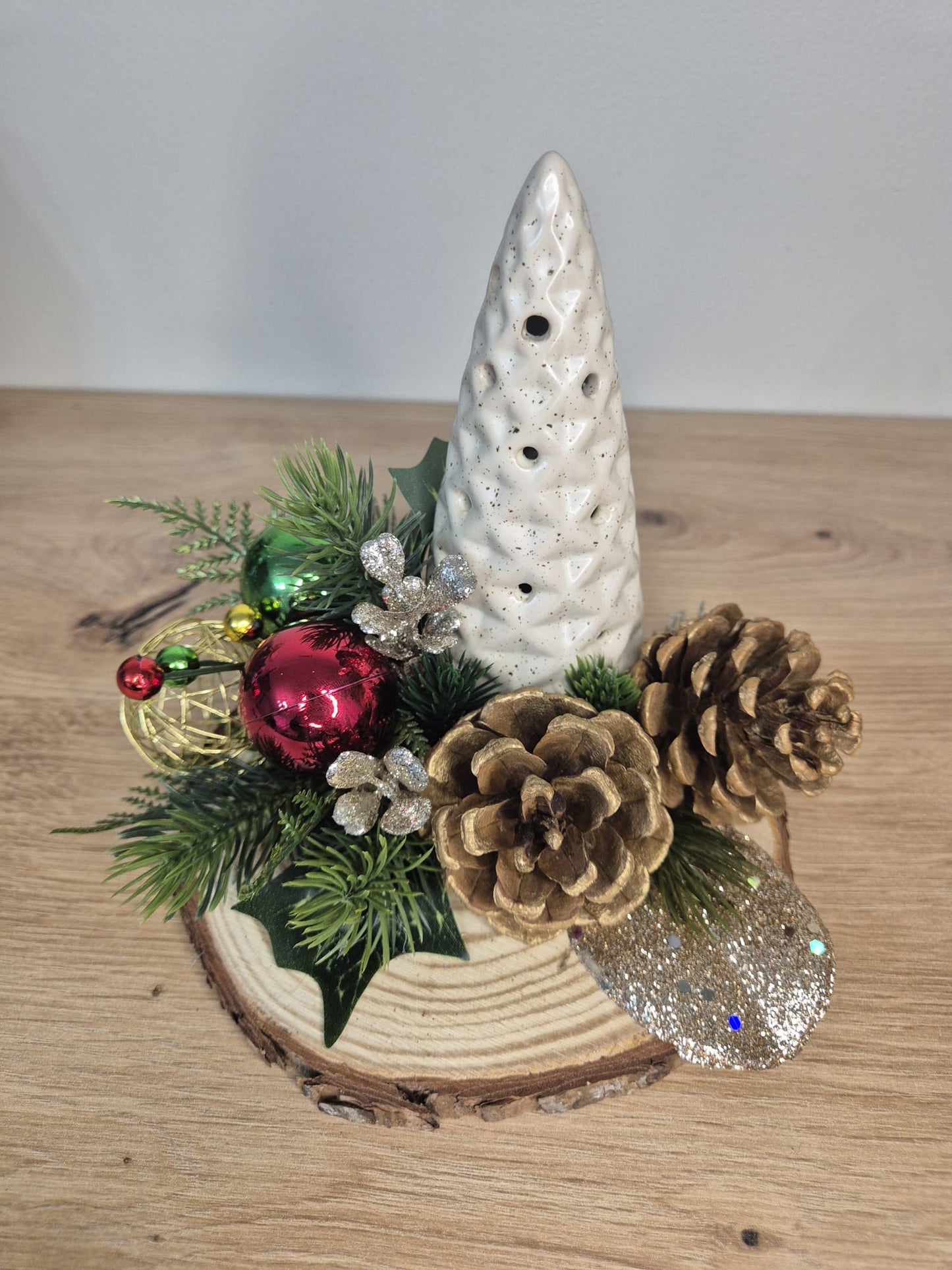 Handmade Christmas centrepiece decorations