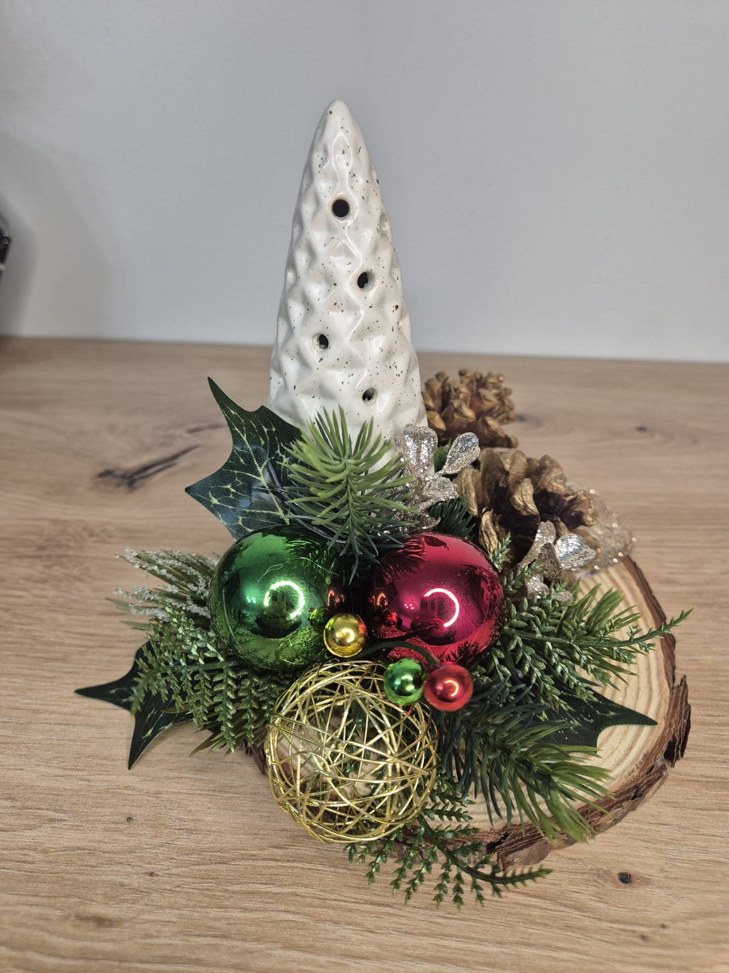 Handmade Christmas centrepiece decorations