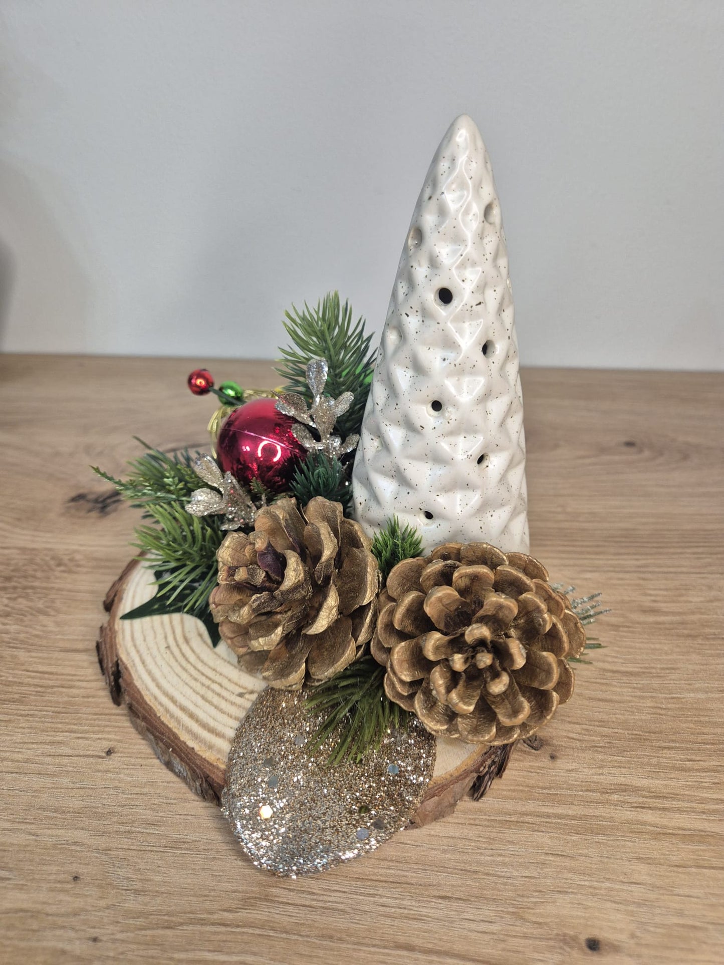 Handmade Christmas centrepiece decorations