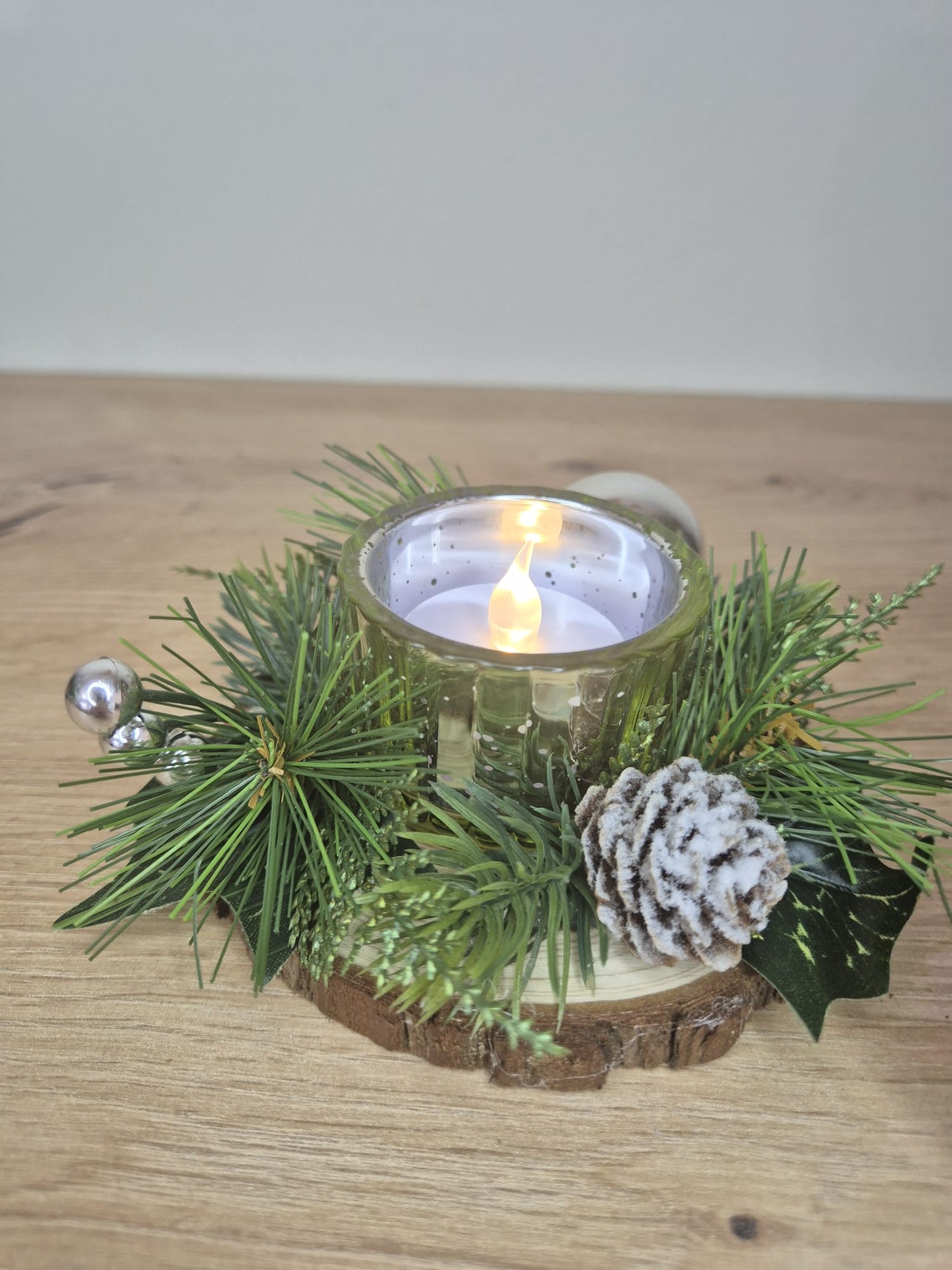 Handmade Small Christmas centrepiece decorations tealight holder