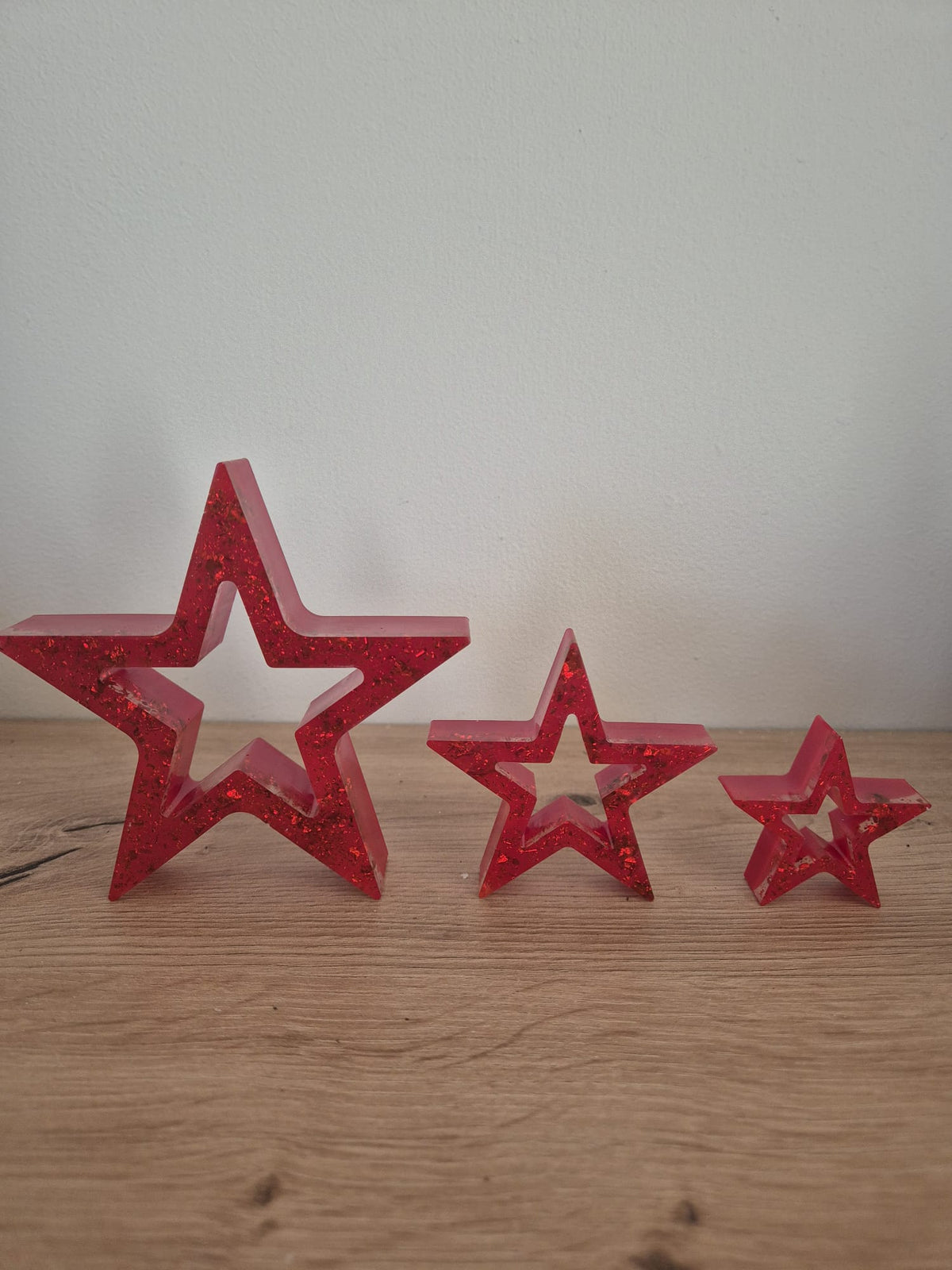 Set of 3 Resin Star Christmas Decorations