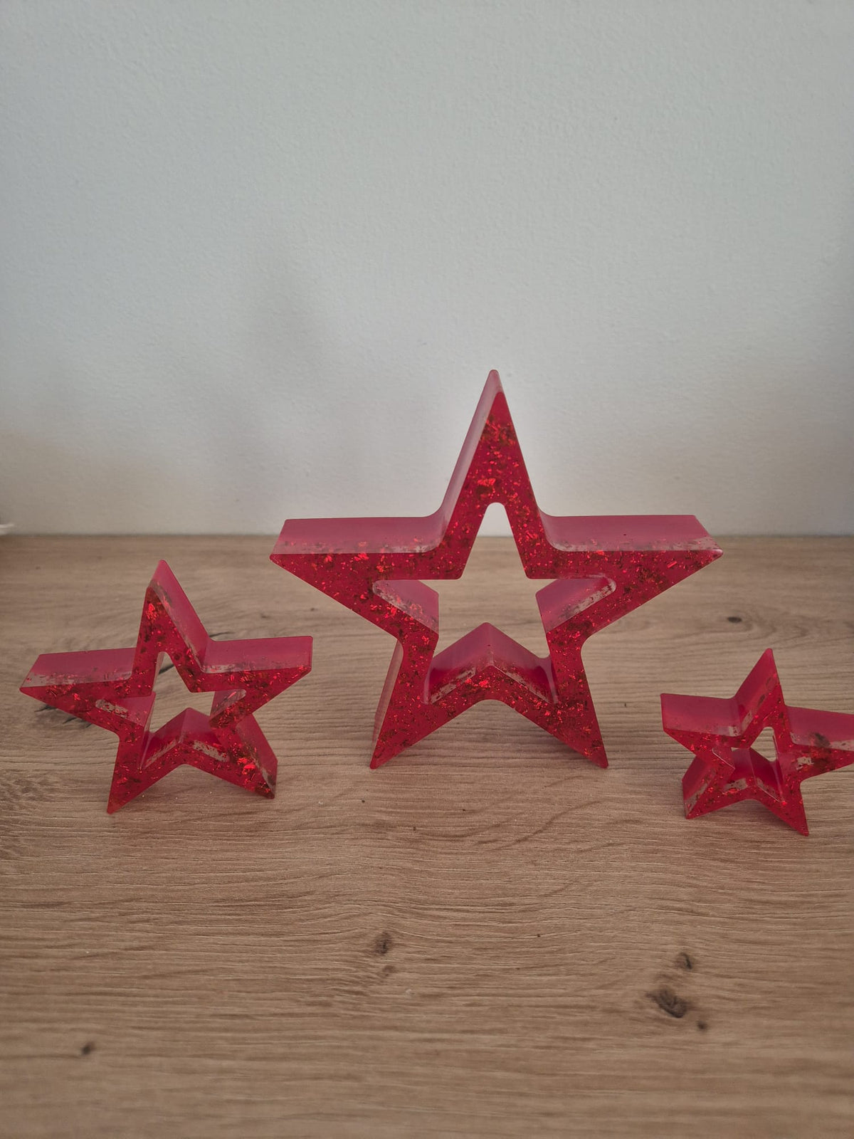 Set of 3 Resin Star Christmas Decorations