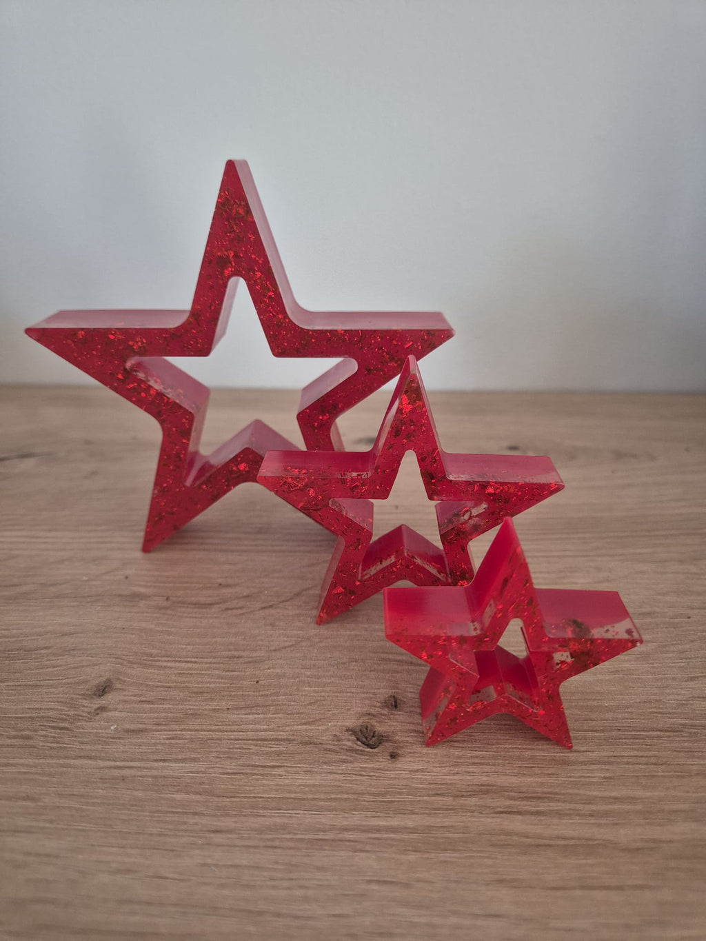 Set of 3 Resin Star Christmas Decorations