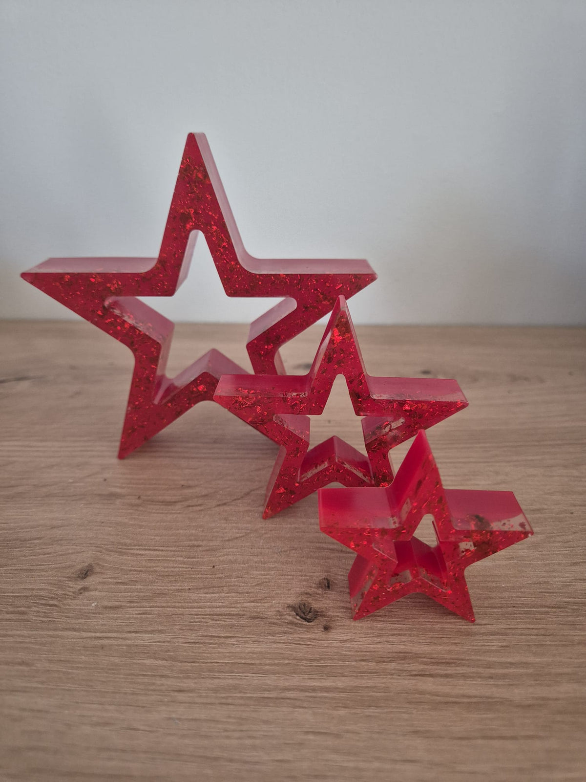Set of 3 Resin Star Christmas Decorations