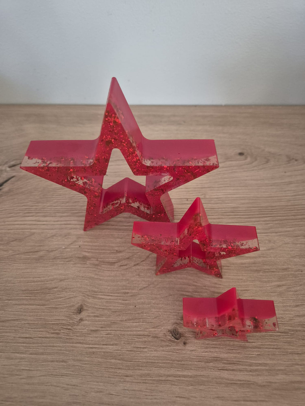 Set of 3 Resin Star Christmas Decorations