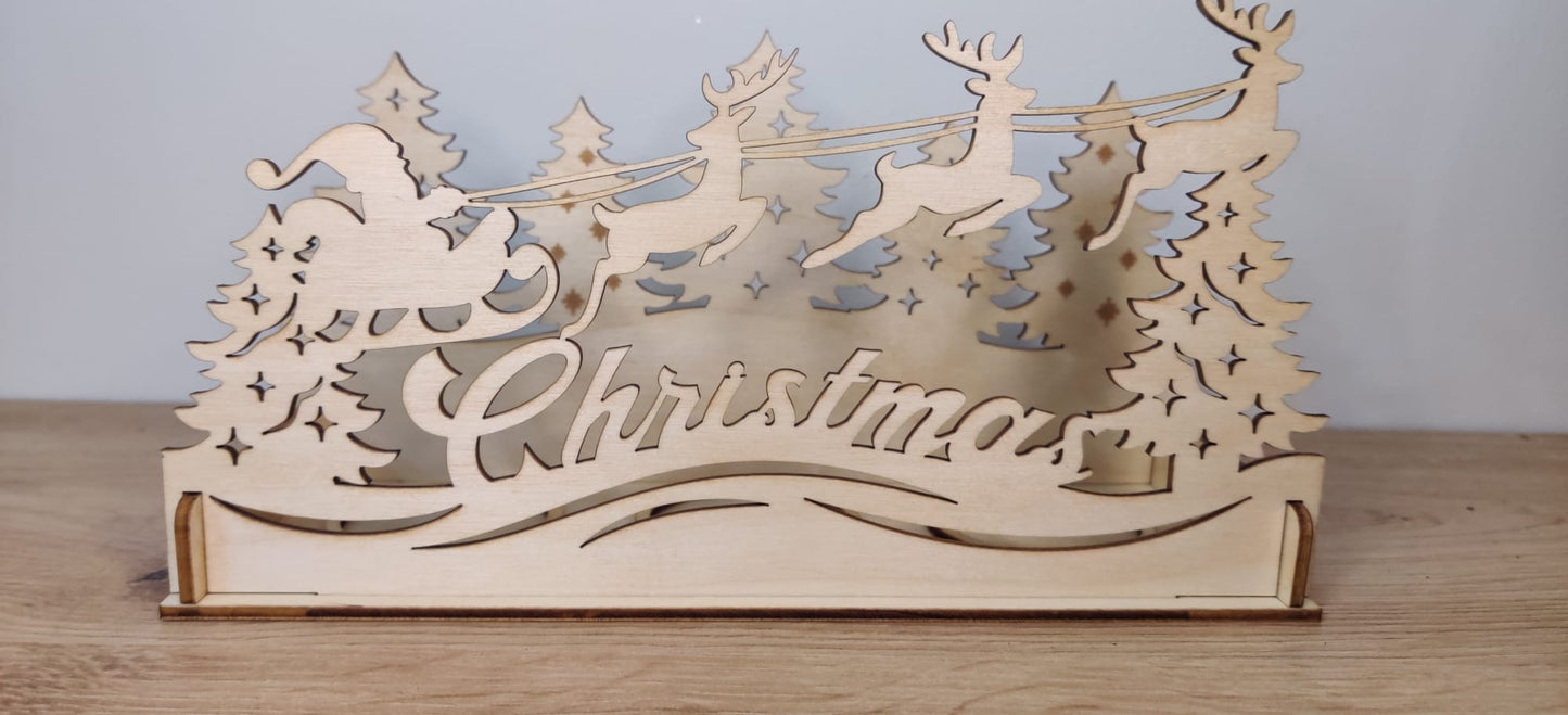 Wooden Christmas Scene Candle Holder