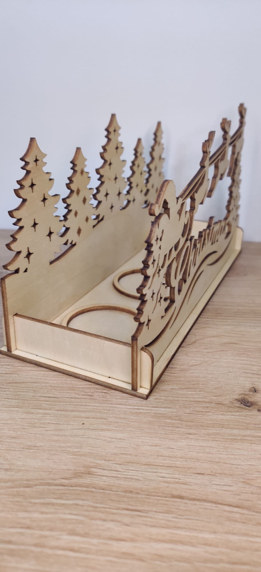 Wooden Christmas Scene Candle Holder