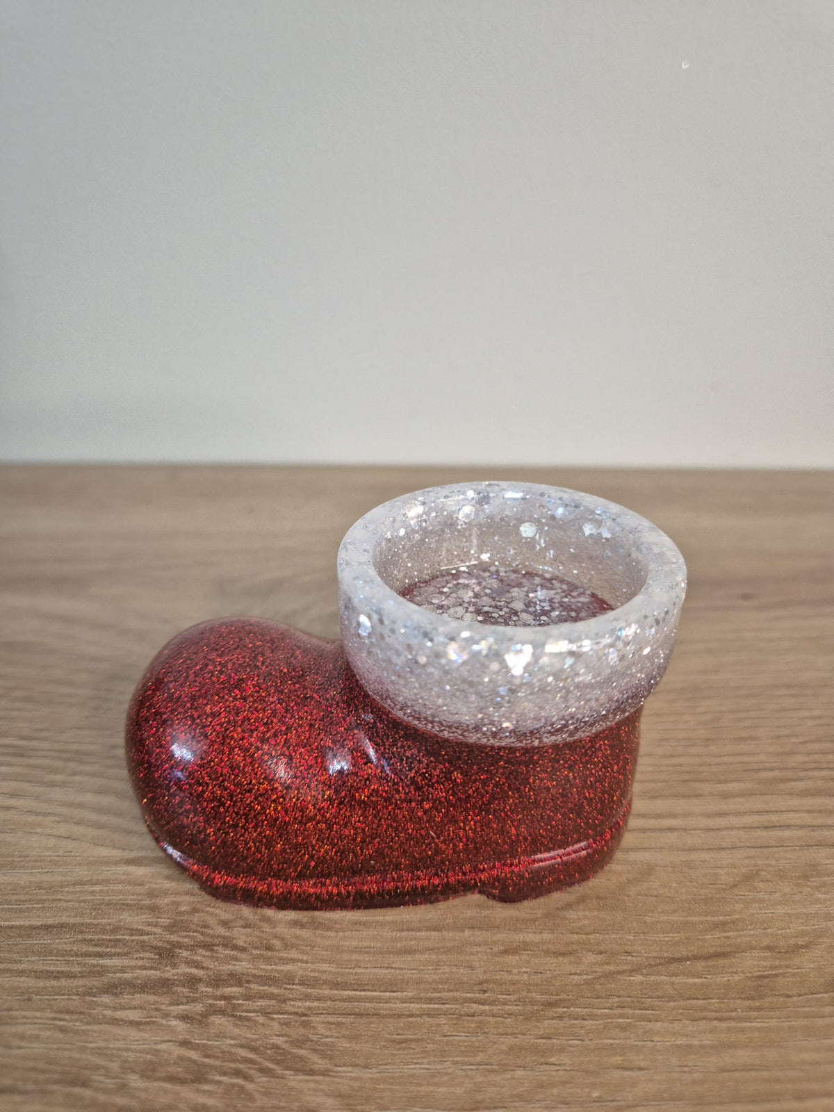 Handmade resin Santa's Boot candle holder