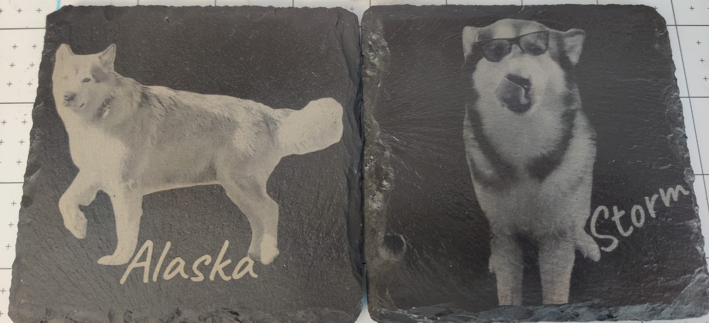 Personalized engraved slate coaster