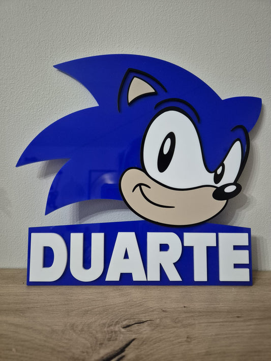 Personalised Blue Hedgehog Name Door Sign