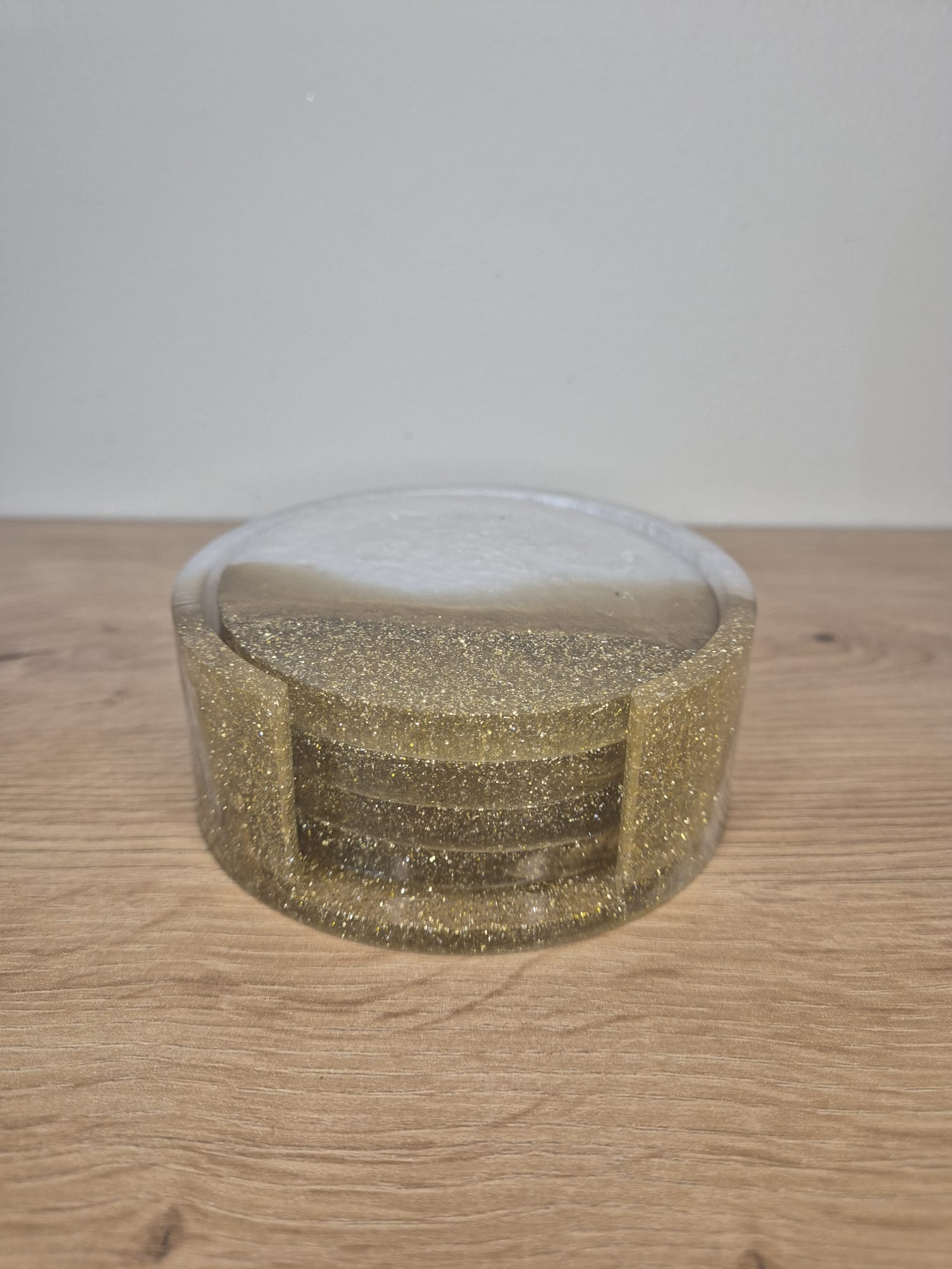 Set of resin coasters with stand
