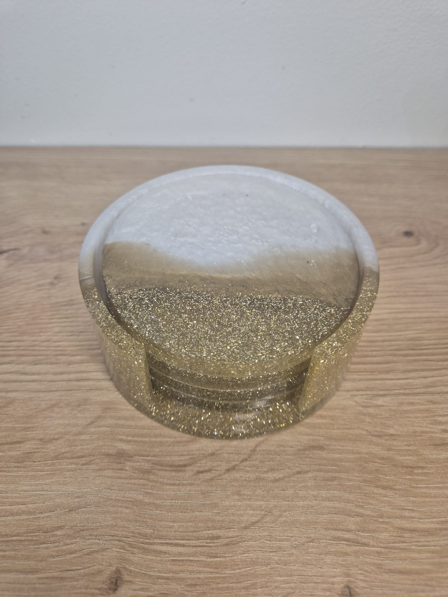 Set of resin coasters with stand