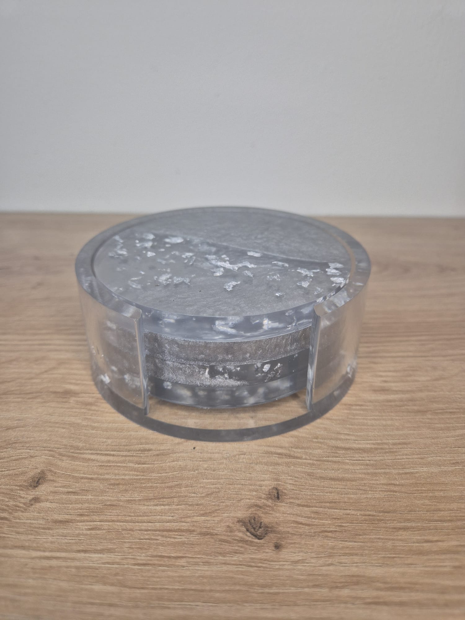Set of resin coasters with stand