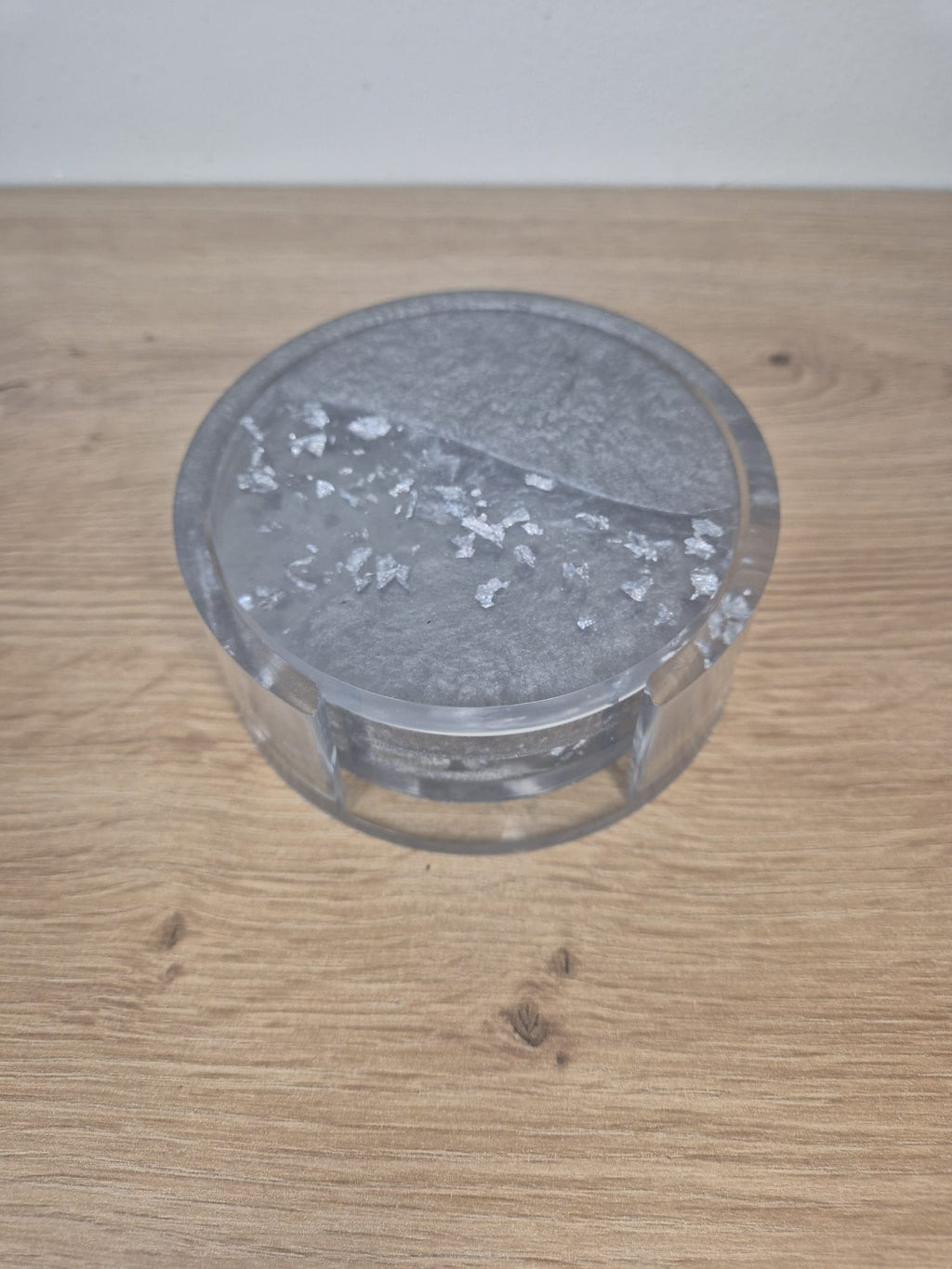 Set of resin coasters with stand