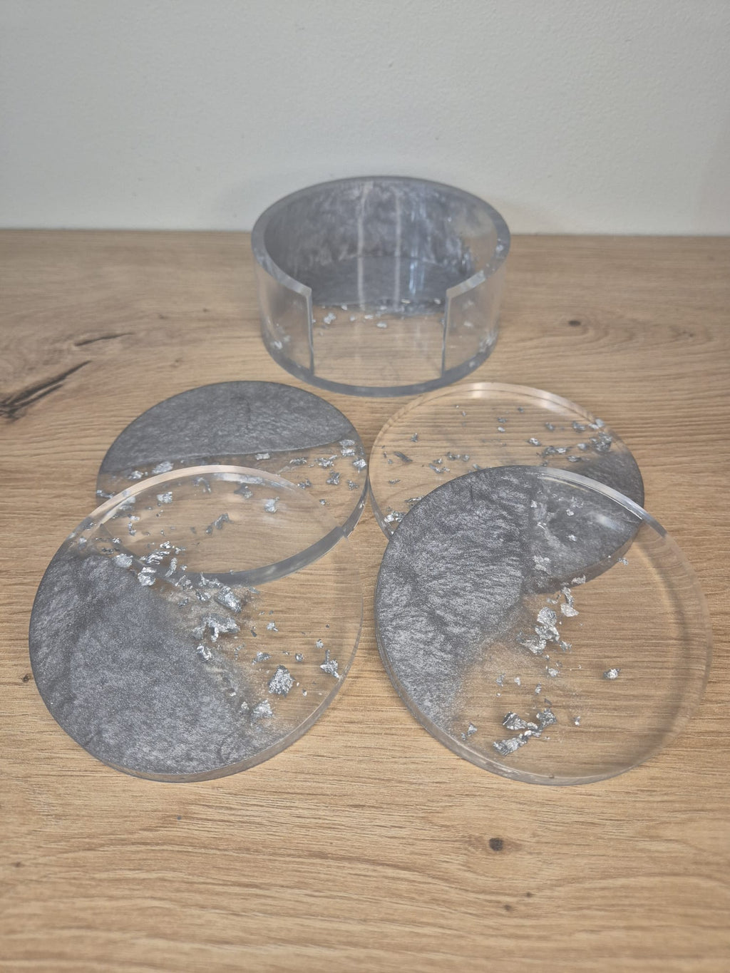 Set of resin coasters with stand