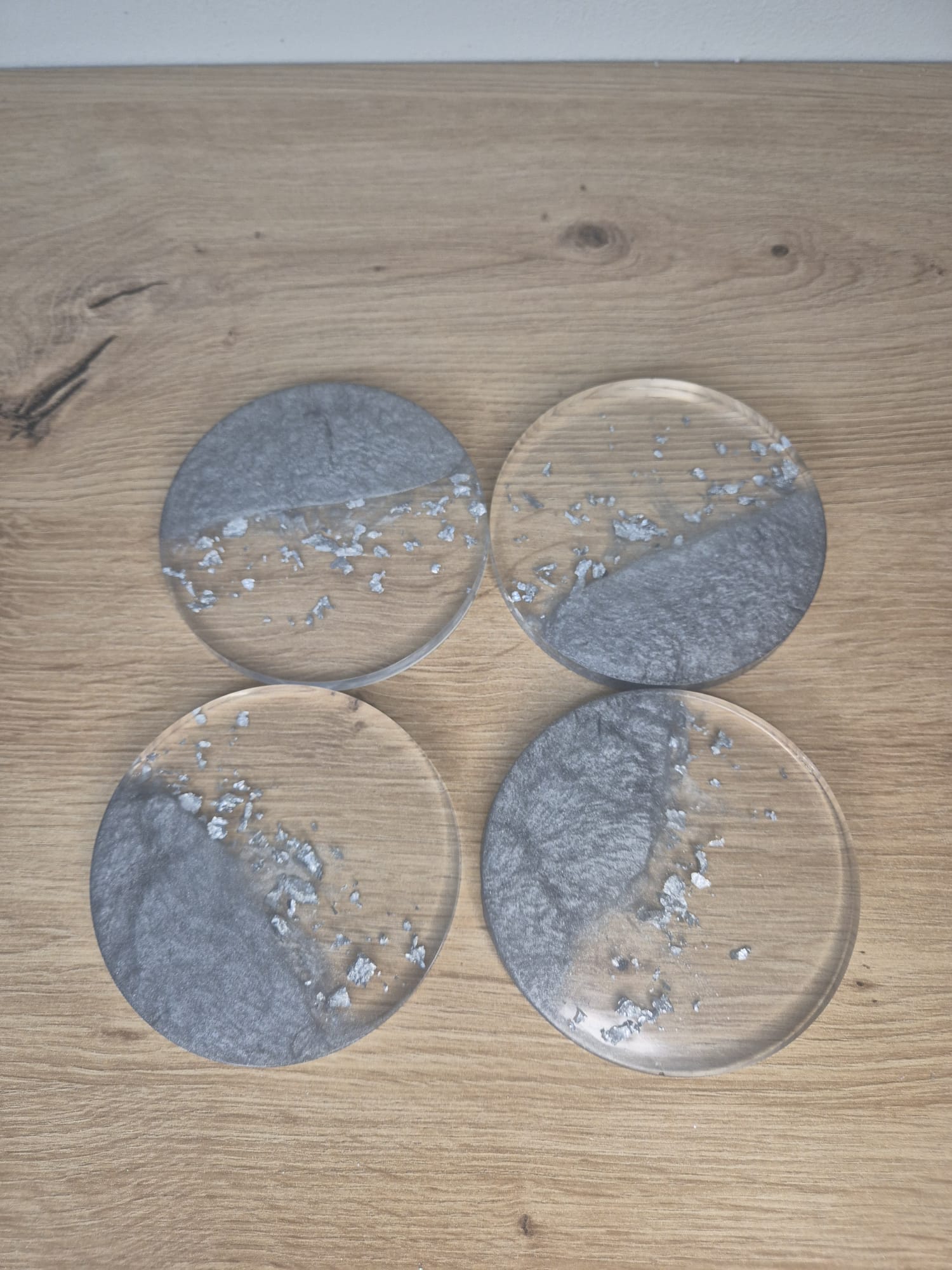 Set of resin coasters with stand