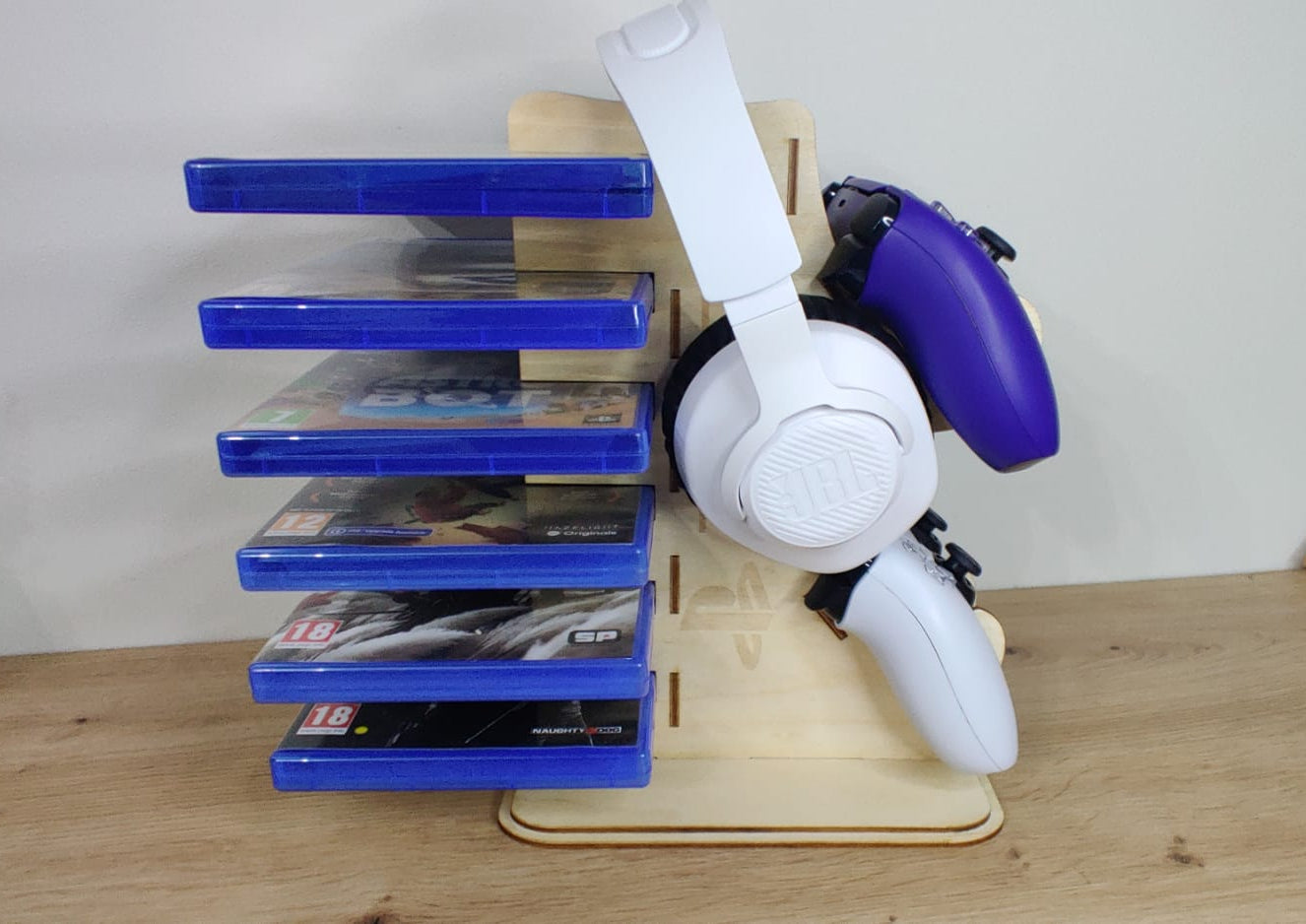 Wooden Stand for PS4 PS5 Xbox accessories - Controller, Headset and games stand