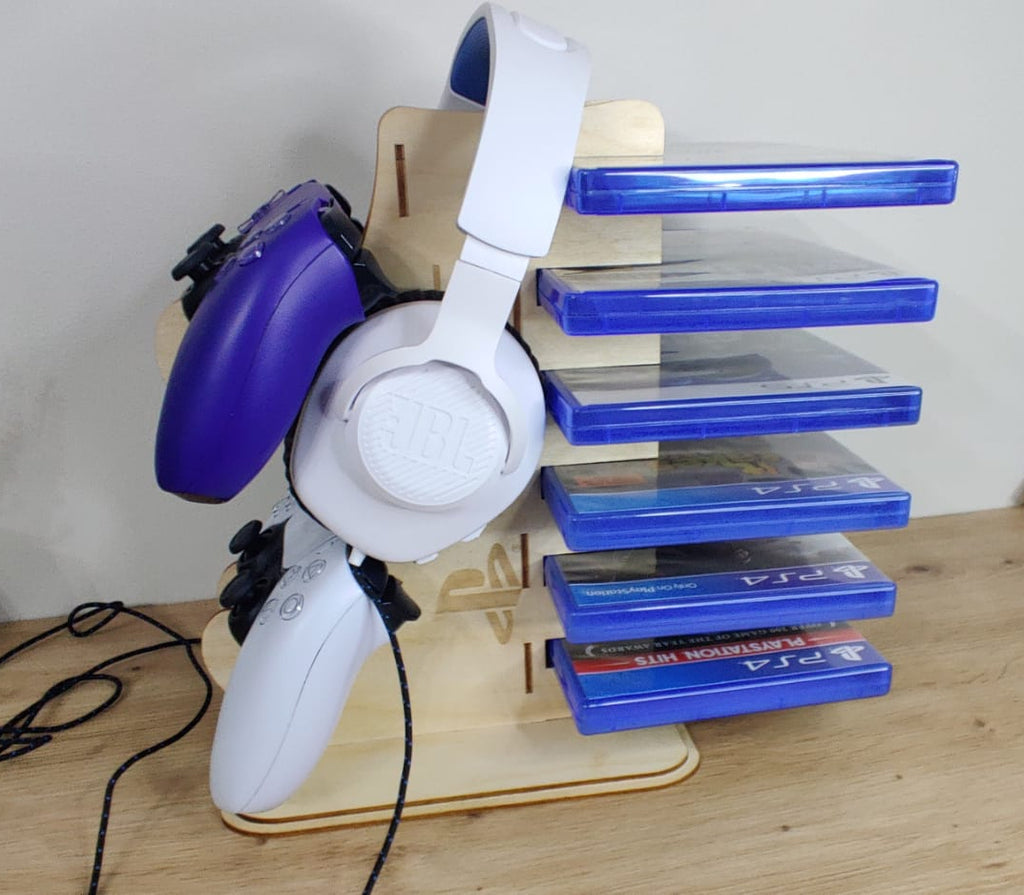 Wooden Stand for PS4 PS5 Xbox accessories - Controller, Headset and games stand