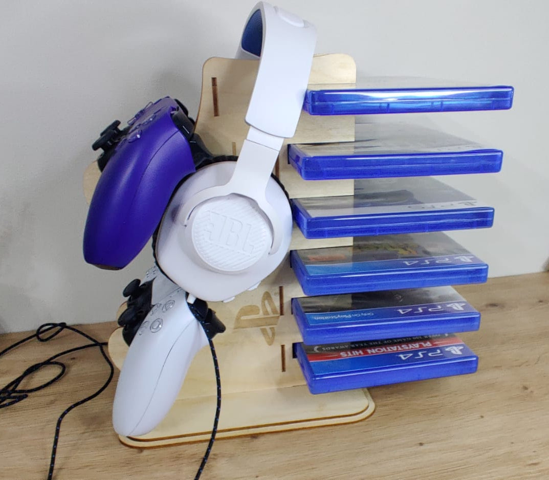 Wooden Stand for PS4 PS5 Xbox accessories - Controller, Headset and games stand