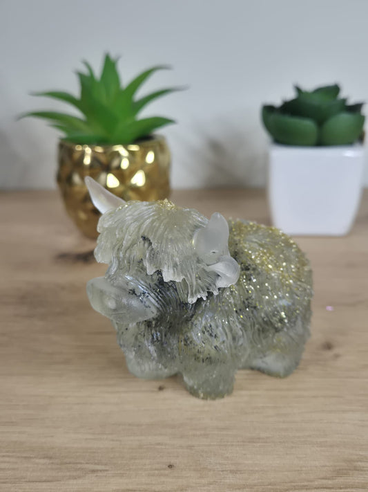 Handmade Resin Highland Cow Figure