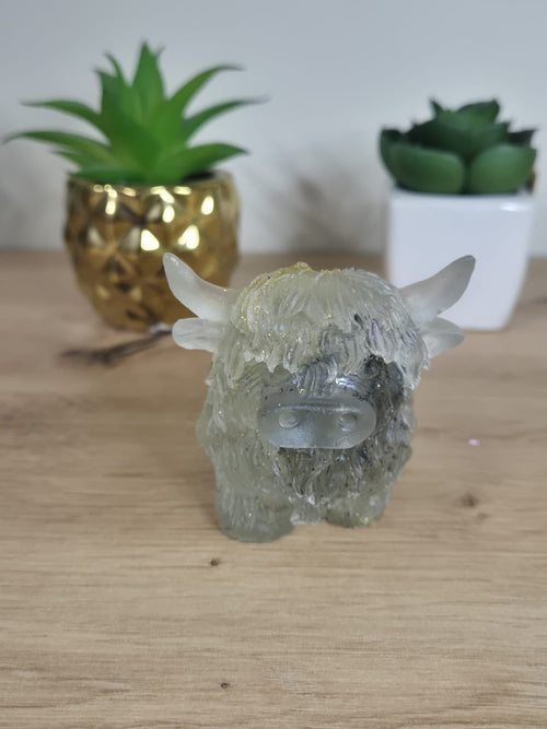 Handmade Resin Highland Cow Figure