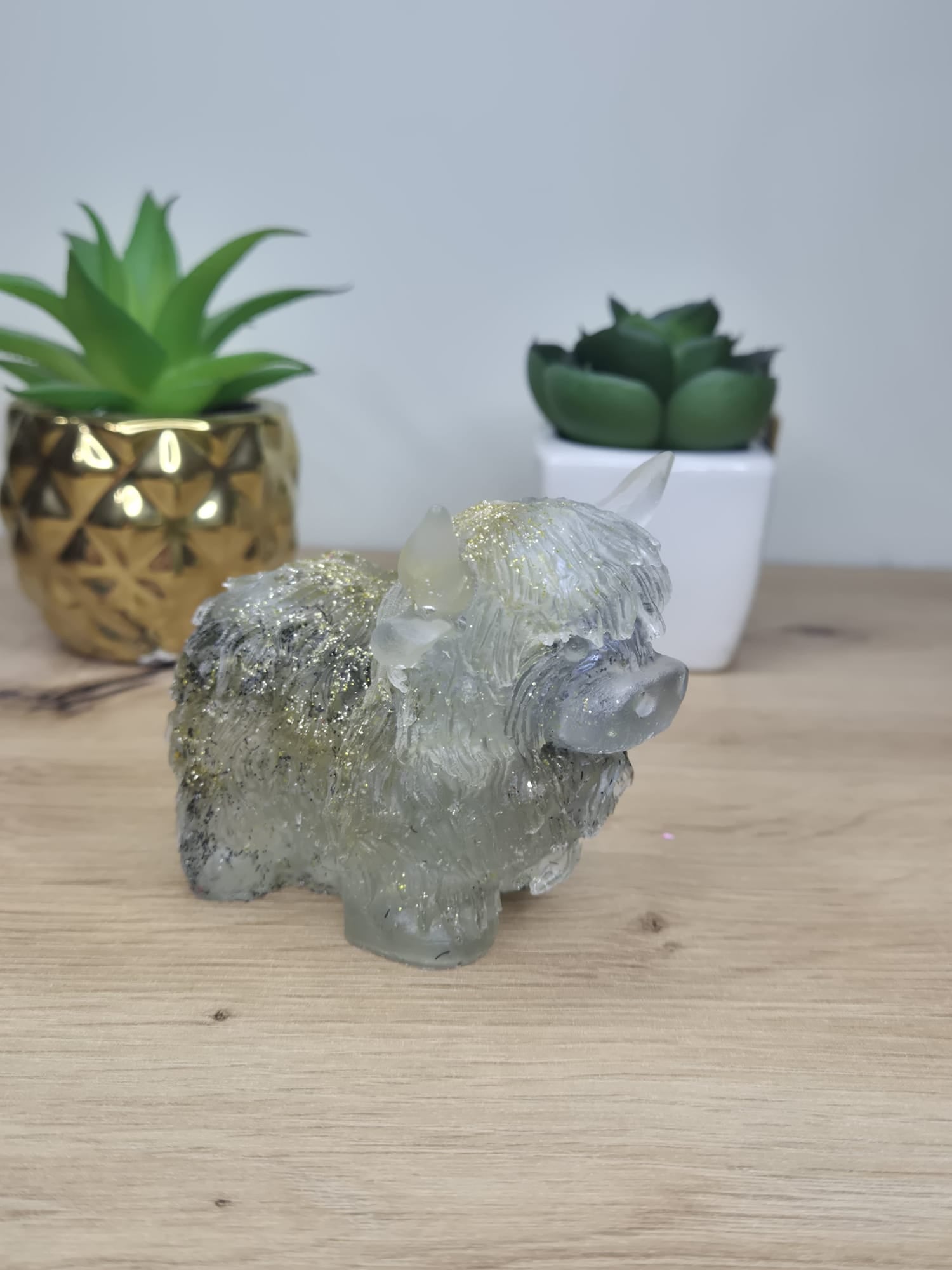 Handmade Resin Highland Cow Figure