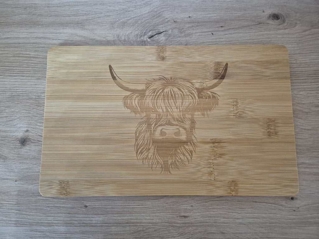 Bamboo Highland Cow Engraved Chopping Board